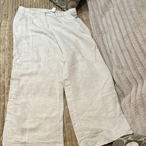 H&M Pants - H&M Beige Linen Blend Trousers